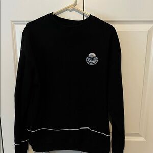 Black Crewneck Sweatshirt with Embroidered Patch